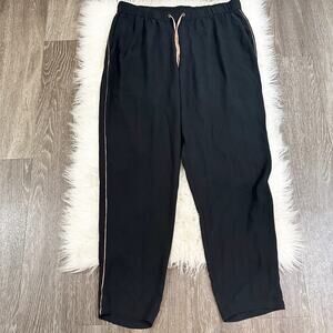 Eileen Fisher Black Silk Straight Leg Track Pants